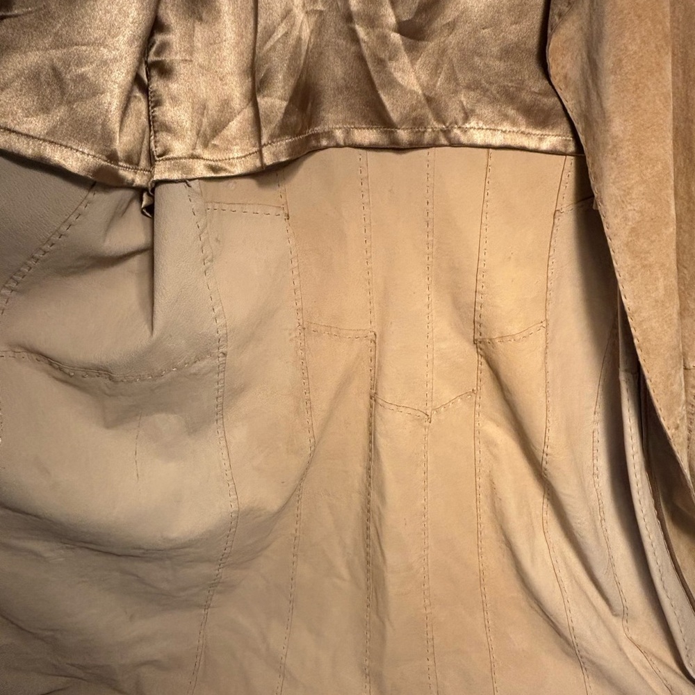 Coldwater Creek Tan Leather Blazer Jacket Women’s XL Button Front - Picture 12 of 16